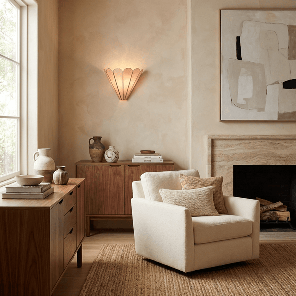 gold mica petal wall sconce