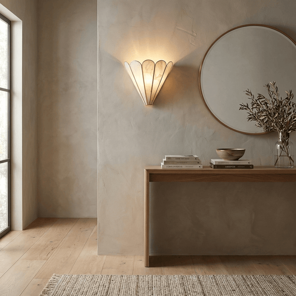gold mica petal wall sconce
