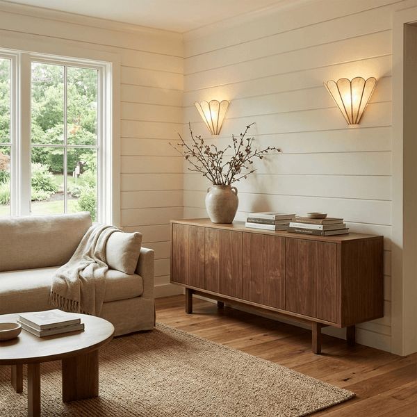 gold mica petal wall sconce