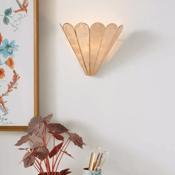 gold mica petal wall sconce