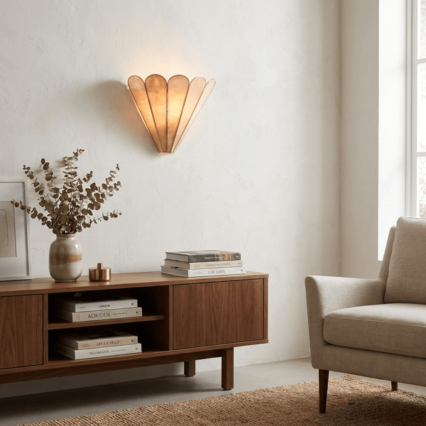 gold mica petal wall sconce