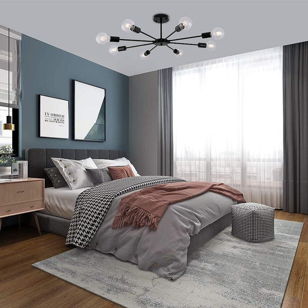 Mid Century Sputnik Semi Flush Mount Bedroom 193Sq Ft 269Sq Ft Illumination Area Ceiling Light