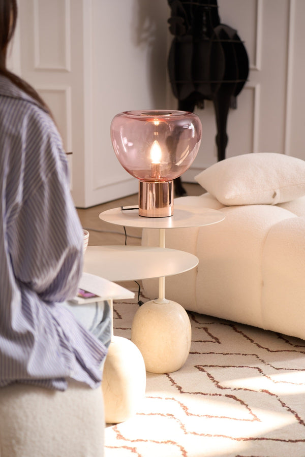hand blown glass bubble table lamp mirrored base
