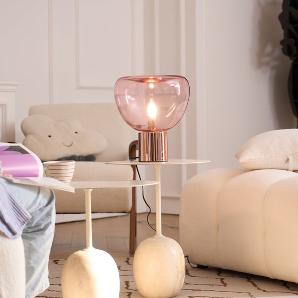 hand blown glass bubble table lamp mirrored base