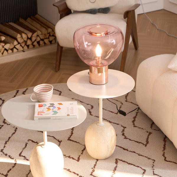 hand blown glass bubble table lamp mirrored base