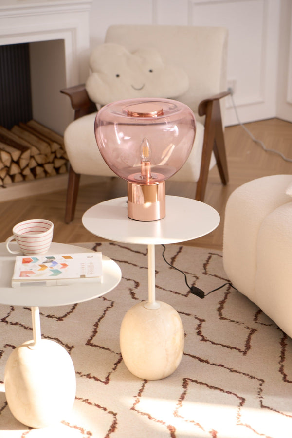 hand blown glass bubble table lamp mirrored base