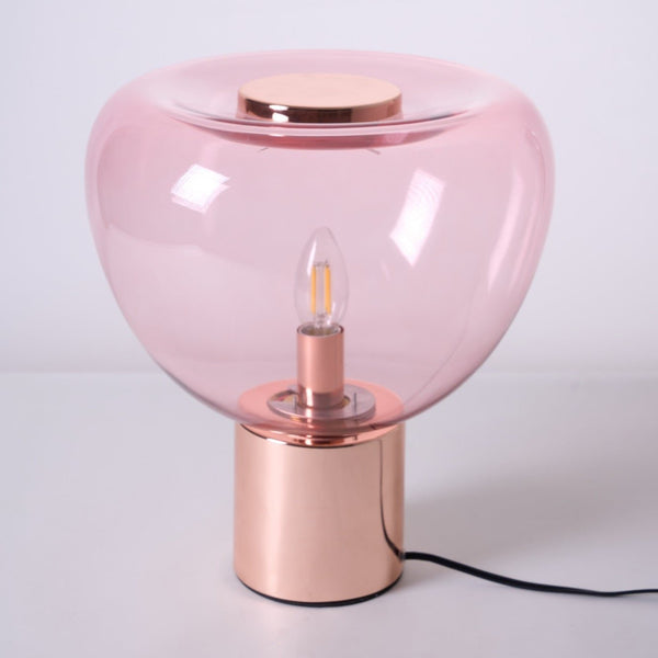 hand blown glass bubble table lamp mirrored base