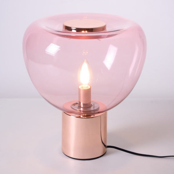 hand blown glass bubble table lamp mirrored base