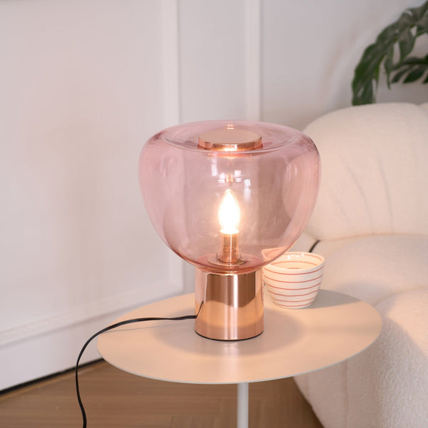 hand blown glass bubble table lamp mirrored base