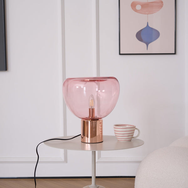 hand blown glass bubble table lamp mirrored base