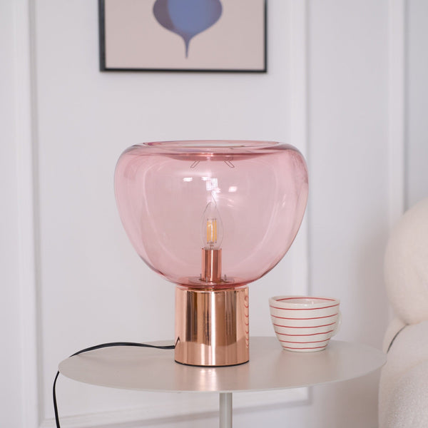 hand blown glass bubble table lamp mirrored base