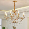 Vintage 8 Light Candle Chandelier With Crystal Accents