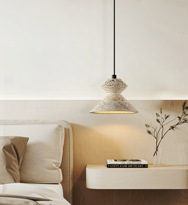 honey travertine sculptural pendant light