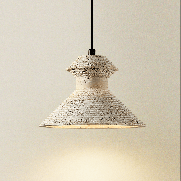 honey travertine sculptural pendant light