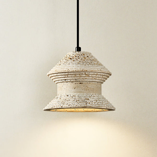 honey travertine sculptural pendant light