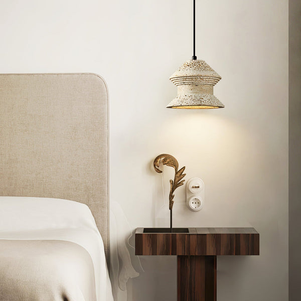 honey travertine sculptural pendant light