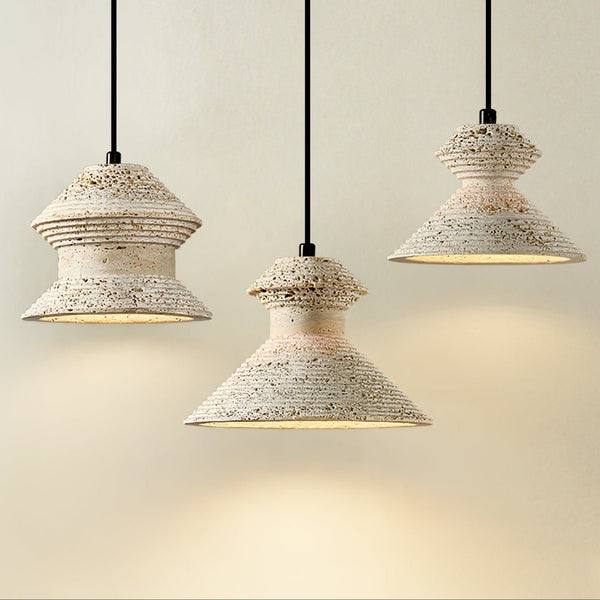 honey travertine sculptural pendant light