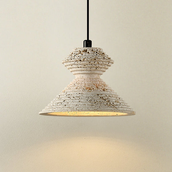 honey travertine sculptural pendant light