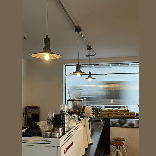 industrial antique gray iron dome pendant light
