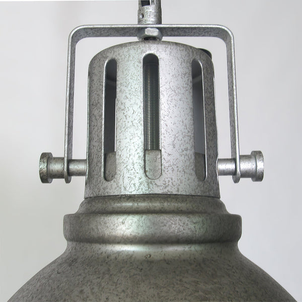 industrial antiqued silver iron pendant light