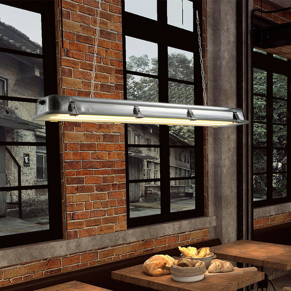 industrial black clear glass linear led pendant light