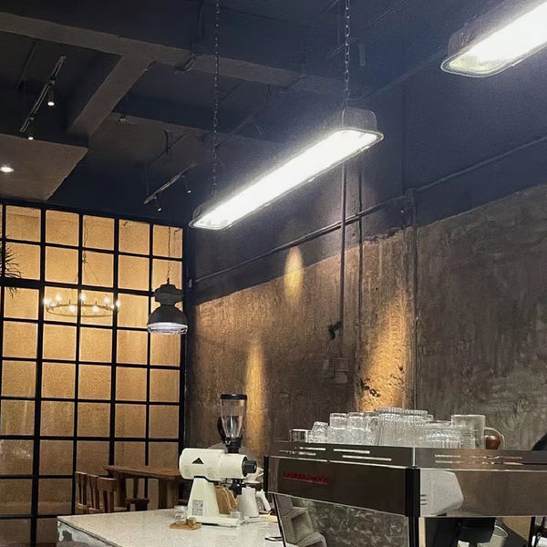 industrial black clear glass linear led pendant light