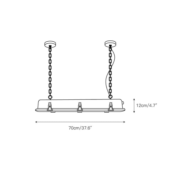 industrial black clear glass linear led pendant light