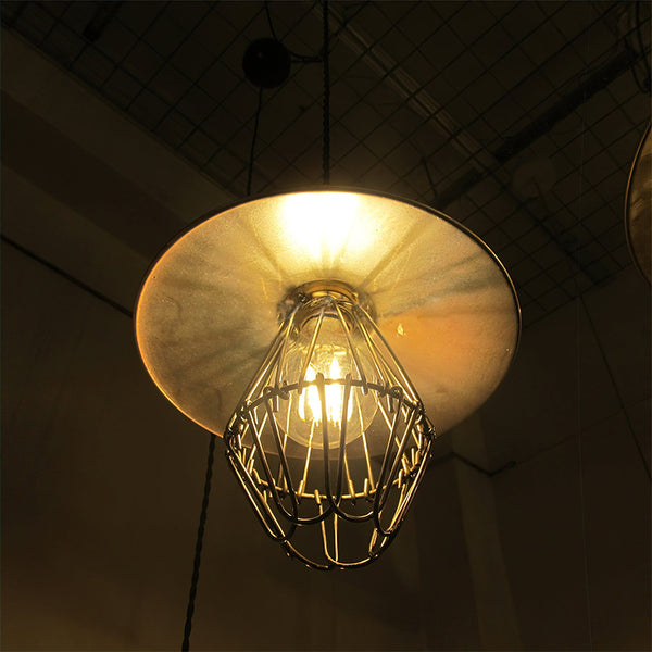 industrial black nickel iron dome pendant light