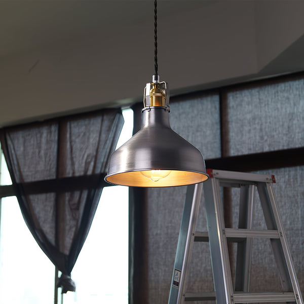 industrial brass iron dome pendant light