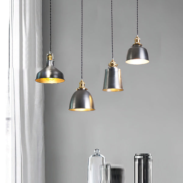 industrial brass iron dome pendant light