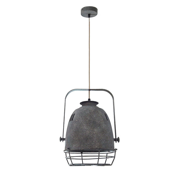 industrial brushed silver iron quarry pendant light