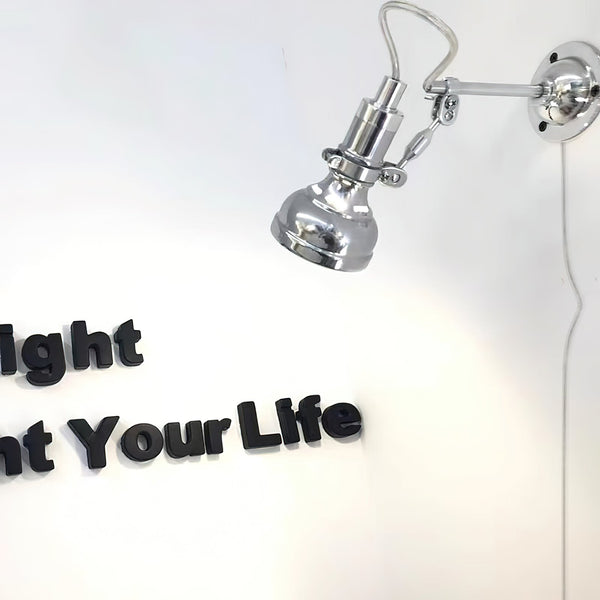 industrial chrome aluminum swing arm plug in wall lamp
