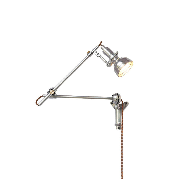 industrial chrome aluminum swing arm plug in wall lamp
