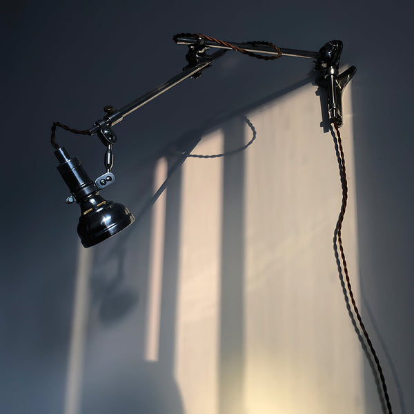industrial chrome aluminum swing arm plug in wall lamp