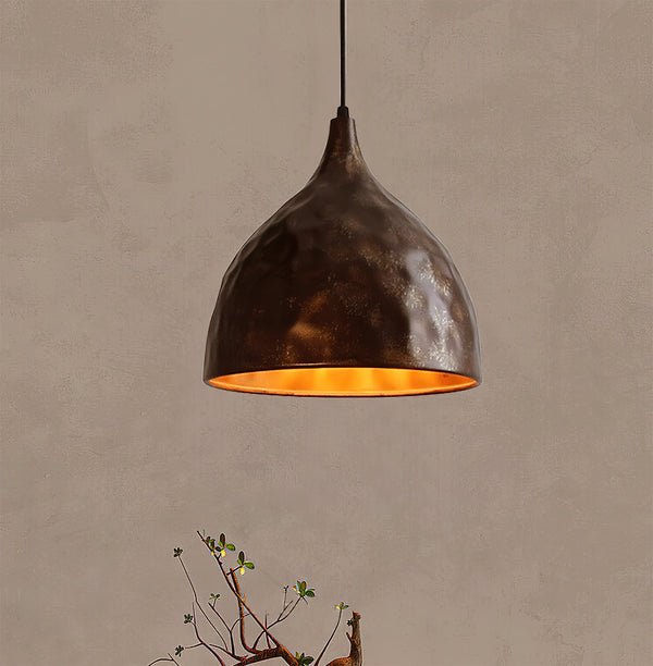 industrial copper iron cylindrical pendant light