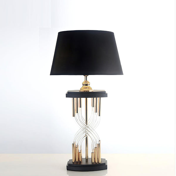industrial glass table lamp gold black fabric shade