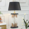 industrial glass table lamp gold black fabric shade