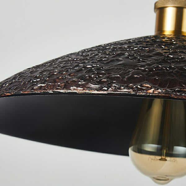 industrial hammered bronze steel canopy pendant light