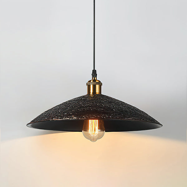 industrial hammered bronze steel canopy pendant light
