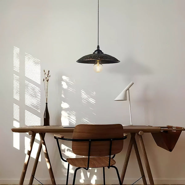 industrial hammered bronze steel canopy pendant light