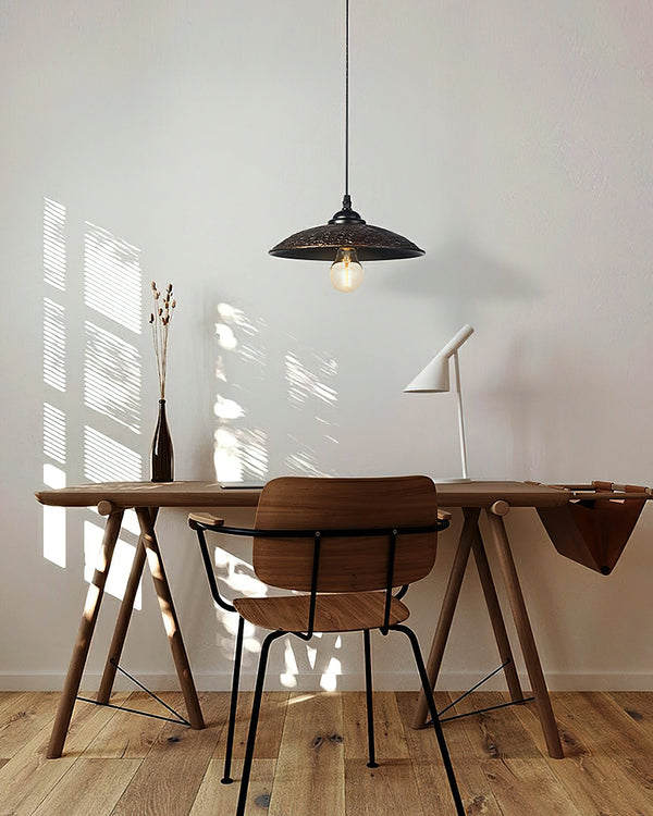 industrial hammered bronze steel canopy pendant light