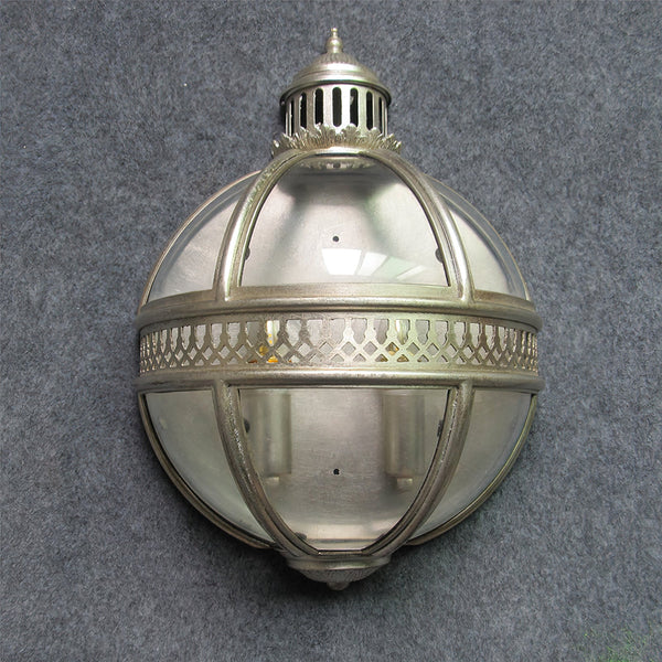 industrial silver foil clear glass wall sconce