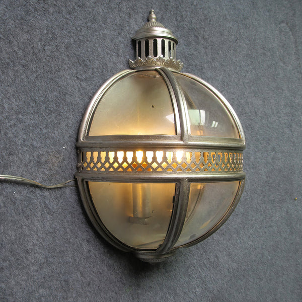 industrial silver foil clear glass wall sconce