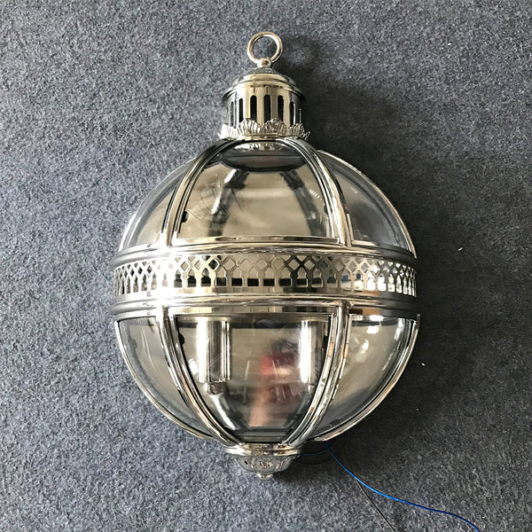 industrial silver foil clear glass wall sconce