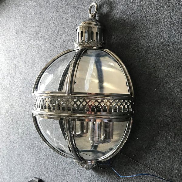 industrial silver foil clear glass wall sconce