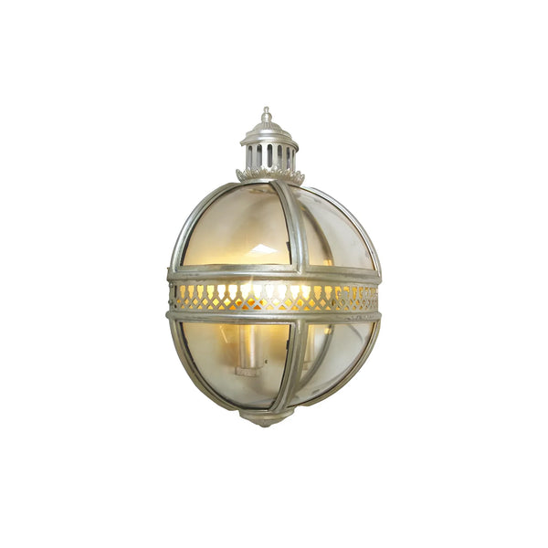 industrial silver foil clear glass wall sconce