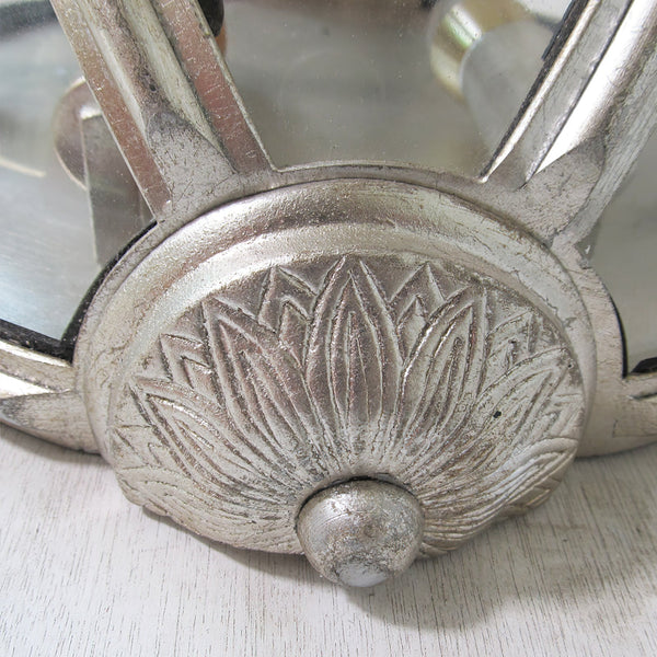 industrial silver foil clear glass wall sconce