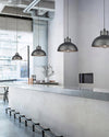 industrial weathered iron dome pendant light