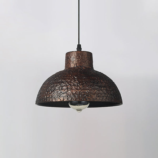 industrial weathered iron dome pendant light