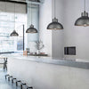 industrial weathered iron dome pendant light